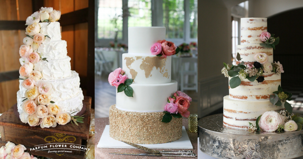 Bridal cake inspiration with garden roses from the Parfum Flower Company